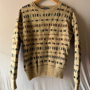 Pendleton Beige Wool Sweater with Black and Brown Accents